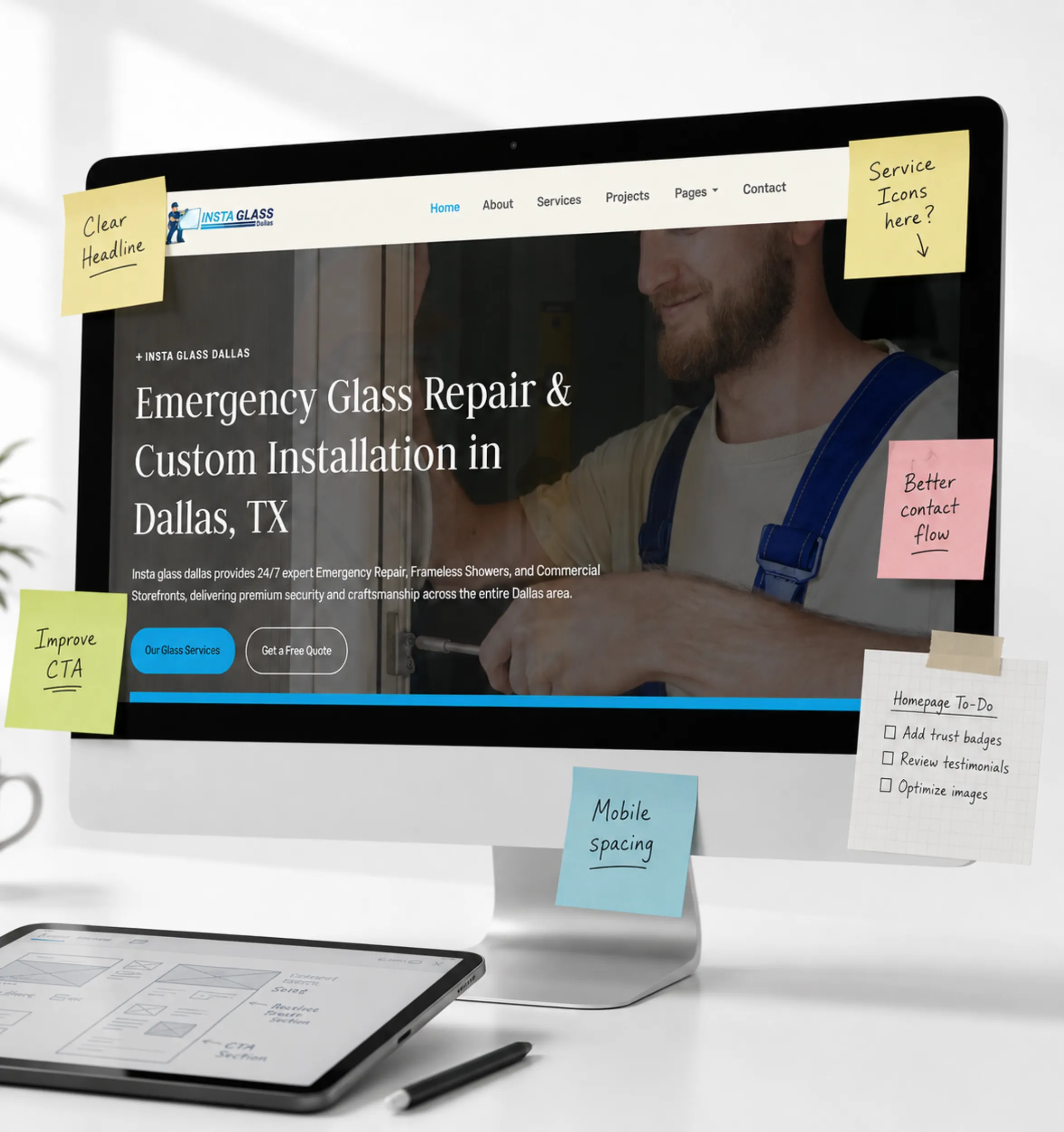 Custom website mockup designed by DelosWeb for a professional service business