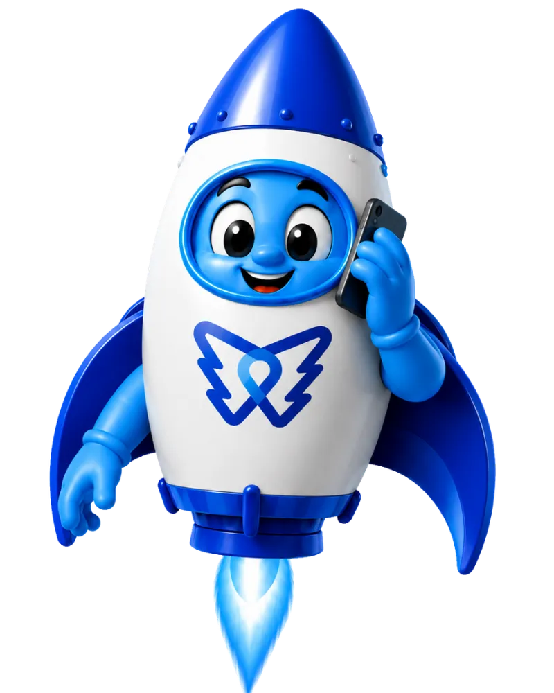 DelosWeb rocket mascot decoration for contact section